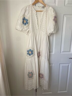 sea new york violette patch midi dress Violet Dress 14 / White